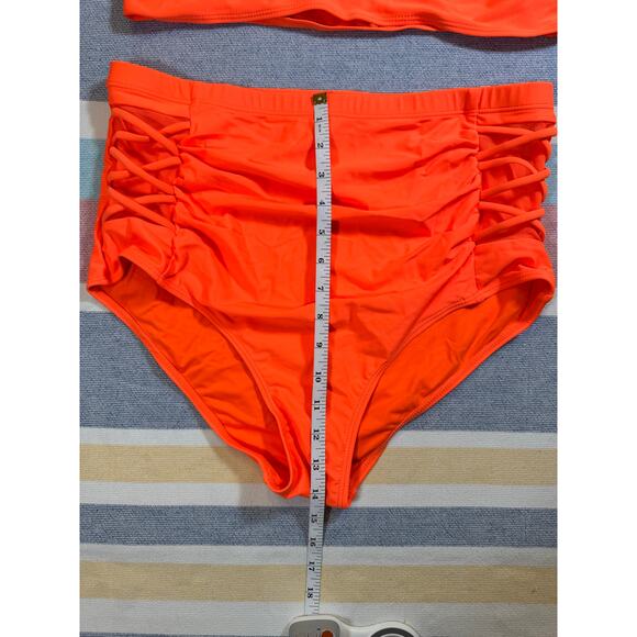 NWT Yonique Neon Orange High-Rise Bikini - Size 16W - Picture 9 of 10
